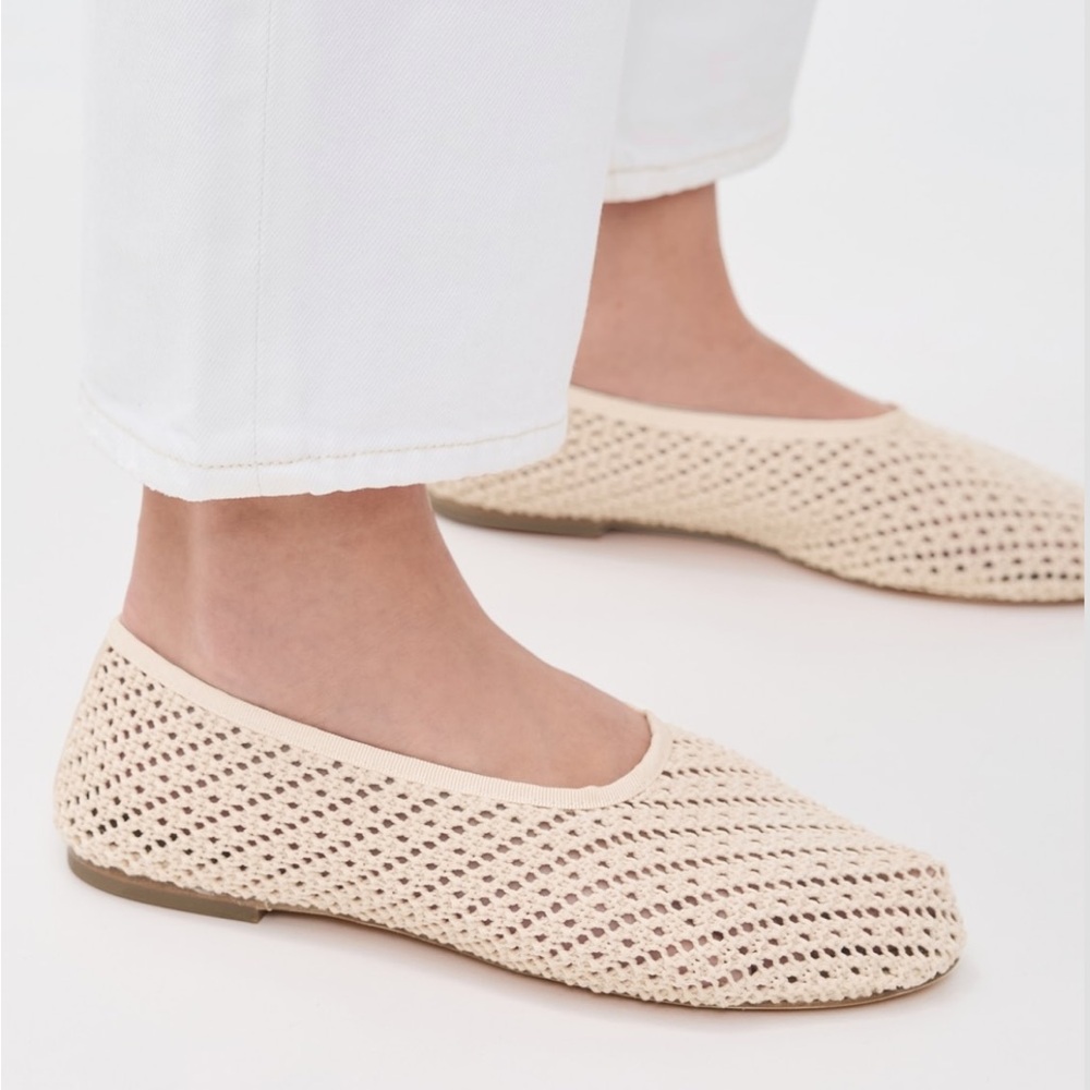 NIB • STAUD Alba Ballet Shoes in Cream Crochet - Picture 2 of 11